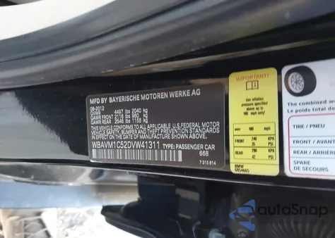 2013 BMW X1 Sdrive28I из США, поврежденный, VIN WBAVM1C52DVW41311